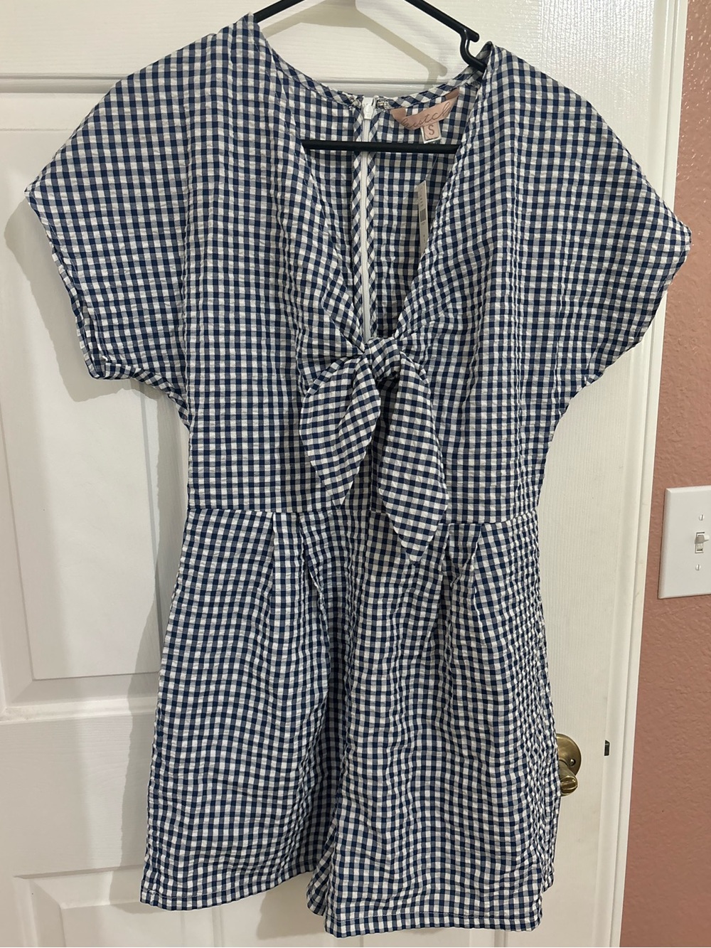 NWT Hutch for Anthropologie Blue and White Gingham Romper